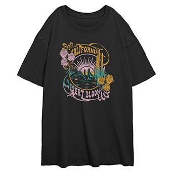 Juniors' California Desert Bloom Oversized Graphic Tee