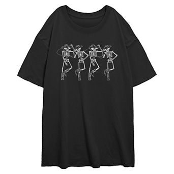 Juniors' Cowboy Skeletons Oversized Graphic Tee
