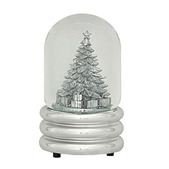 St. Nicholas Square® Modern Silver Tree Musical Snow Globe Table Decor