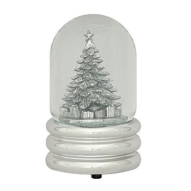 St. Nicholas Square® Modern Silver Tree Musical Snow Globe Table Decor