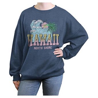 Juniors' Hawaii North Shore Oversized Graphic Pullover