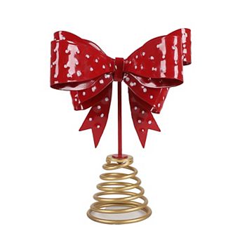 St. Nicholas Square® Polka Dot Bow Christmas Tree Topper