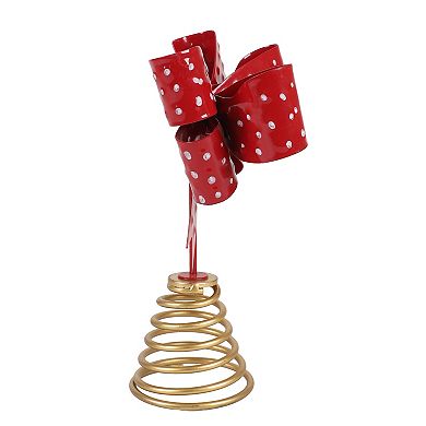 St. Nicholas Square® Polka Dot Bow Christmas Tree Topper