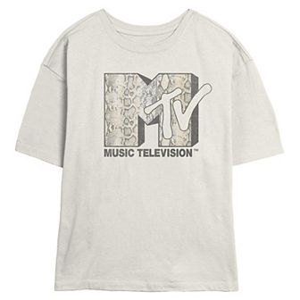 Juniors' MTV Snake Print Logo Skimmer Graphic Tee