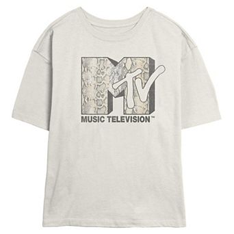 Juniors' MTV Snake Print Logo Skimmer Graphic Tee