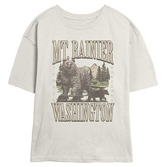 Juniors' Mt. Rainier Washington Iconic Horizon Skimmer Graphic Tee