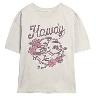 Juniors' Howdy Cowboy Skimmer Graphic Tee