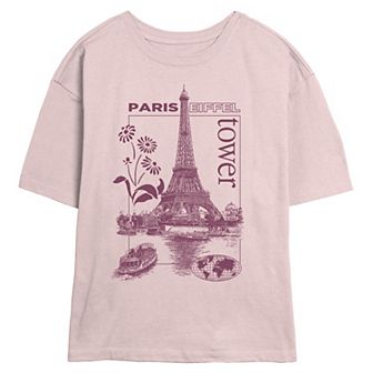 Juniors' Paris Eiffel Tower Skimmer Graphic Tee
