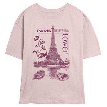 Juniors' Paris Eiffel Tower Skimmer Graphic Tee
