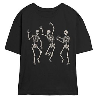 Juniors' Skeletons Dance Party Skimmer Graphic Tee