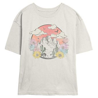 Juniors' Colorful Desert Stamp Skimmer Graphic Tee