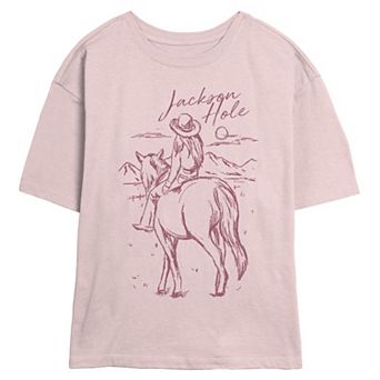 Juniors' Jackson Hole Cowgirl Skimmer Graphic Tee