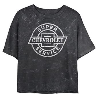 Juniors' Chevrolet Super Service Stamp Cropped Graphic Tee