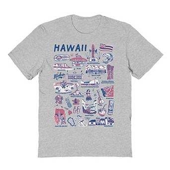 Men's Gray Blue Hawaii Graphic Tee