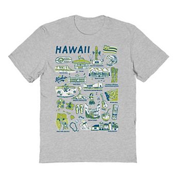 Men's Gray Yellow Hawaii Graphic Tee