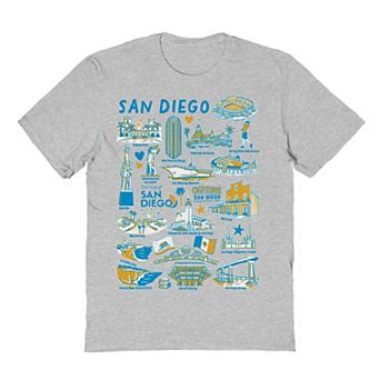 Men's Gray Aqua San Diego Graphic Tee