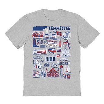 Men's Blue Red Tennessee Graphic Tee