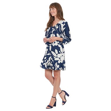 Women's London Times 3/4 Sleeve Flounce Hem Dress