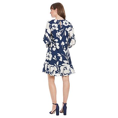 Women's London Times 3/4 Sleeve Flounce Hem Dress