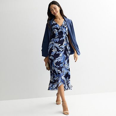 Women's London Times Sleeveless Wrap Side Tie Ruffle Maxi Dress