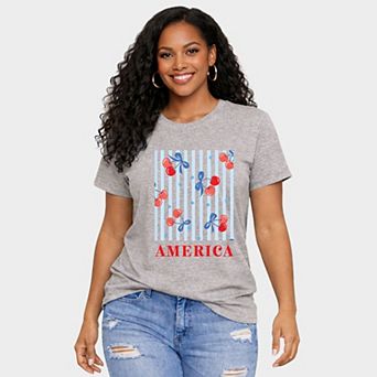 America Cherries Stripe - Women's Short Sleeve Graphic T-Shirt