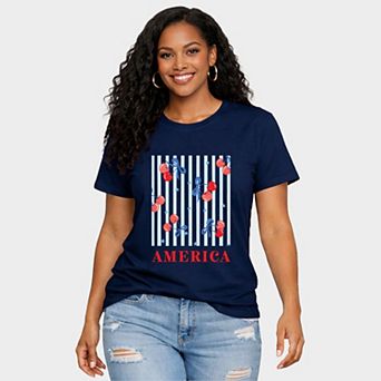 America Cherries Stripe - Women's Short Sleeve Graphic T-Shirt