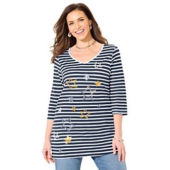 Catherines Women's Plus Size V-Neck Swing Tunic
