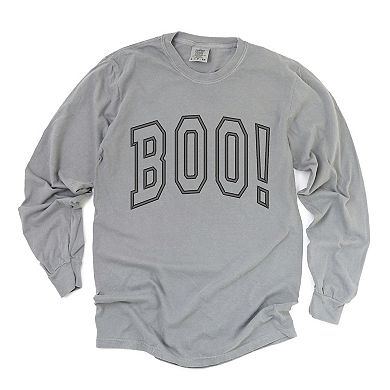 Simply Sage Market Embroidered Boo Arched Garment Dyed Long Sleeve