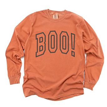 Simply Sage Market Embroidered Boo Arched Garment Dyed Long Sleeve