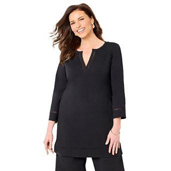Catherines Women's Plus Size Suprema Studio Lattice Trim Tunic