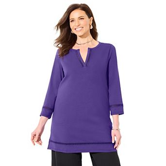 Catherines Women's Plus Size Suprema Studio Lattice Trim Tunic