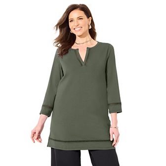 Catherines Women's Plus Size Suprema Studio Lattice Trim Tunic