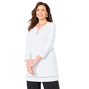 Catherines Women's Plus Size Suprema Studio Lattice Trim Tunic