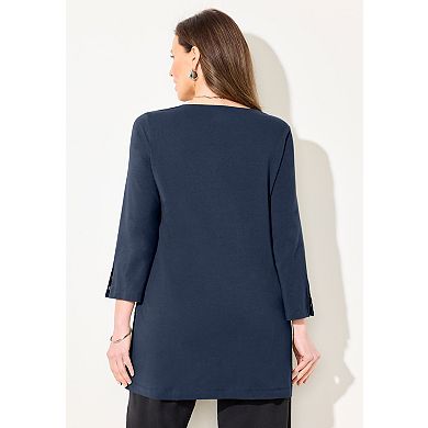 Catherines Women's Plus Size Suprema Studio Snap Accent Tunic