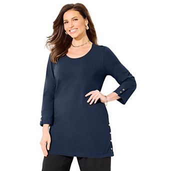 Catherines Women's Plus Size Suprema Studio Snap Accent Tunic
