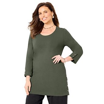 Catherines Women's Plus Size Suprema Studio Snap Accent Tunic