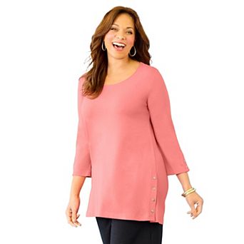 Catherines Women's Plus Size Suprema Studio Snap Accent Tunic