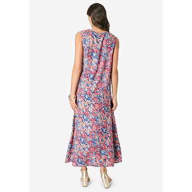 Roaman's Women's Plus Size Printed Maxi Dress