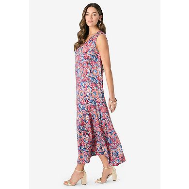 Roaman's Women's Plus Size Printed Maxi Dress
