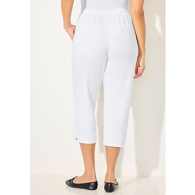 Catherines Women's Plus Size Suprema Studio Ring Accent Capri