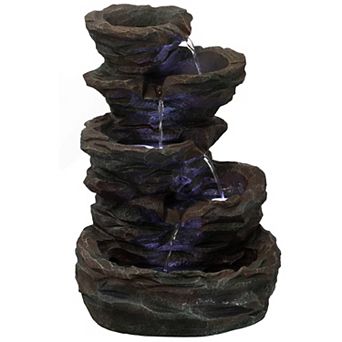 Cascade Rock Water Fountain With LED