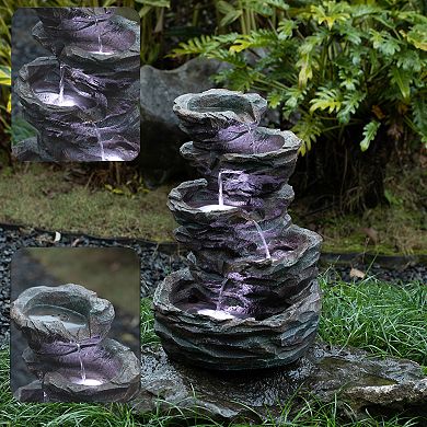 Cascade Rock Water Fountain With LED