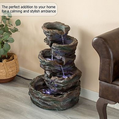 Cascade Rock Water Fountain With LED