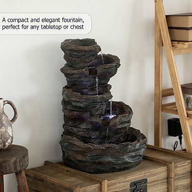 Cascade Rock Water Fountain With LED