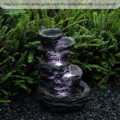 Cascade Rock Water Fountain With LED