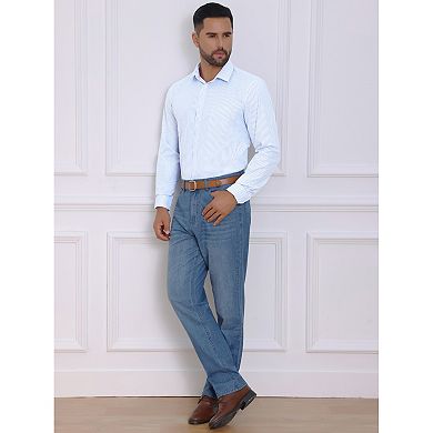 Pattern Shirts for Men Button Down Long Sleeve Formal Business Printing Dress Shirt