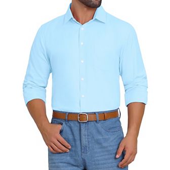 Pattern Shirts for Men Button Down Long Sleeve Formal Business Printing Dress Shirt