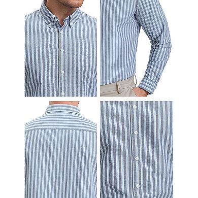 Men's Stripes Long Sleeved Button Down Business Dress Shirts