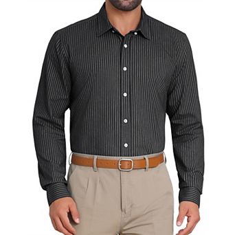 Men's Stripes Long Sleeved Button Down Business Dress Shirts