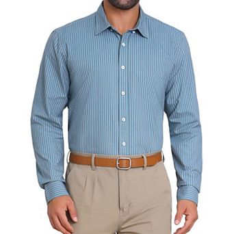 Men's Stripes Long Sleeved Button Down Business Dress Shirts